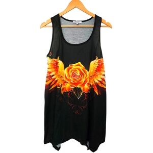 Michael Taylor Black and Orange Graphic Swimsuit Cover L/XL